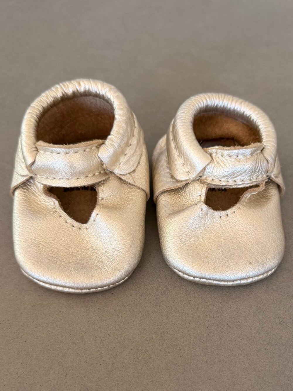 Freshly Picked Gold Mary Jane Baby Moccasins Size 1